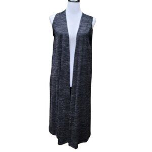 Lularoe Sleeveless Duster Long Cardigan Sweater Marled Black Gray Side Slits